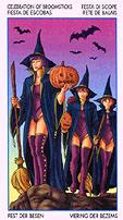 Ведьмы с тыквами и метлами идут на праздник Самхейн (Паж метел)